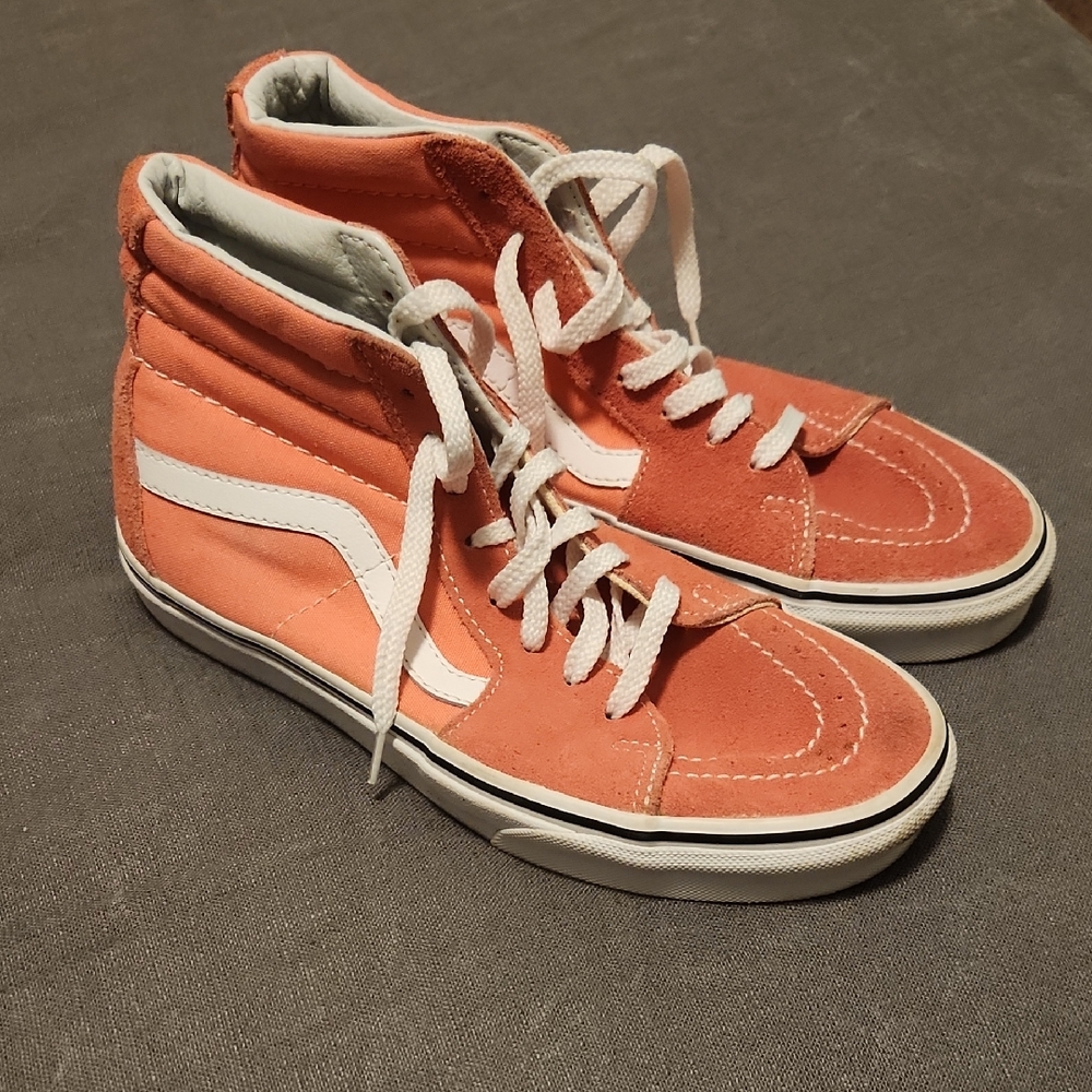 Vans High-Top Sneakers in Pink and White